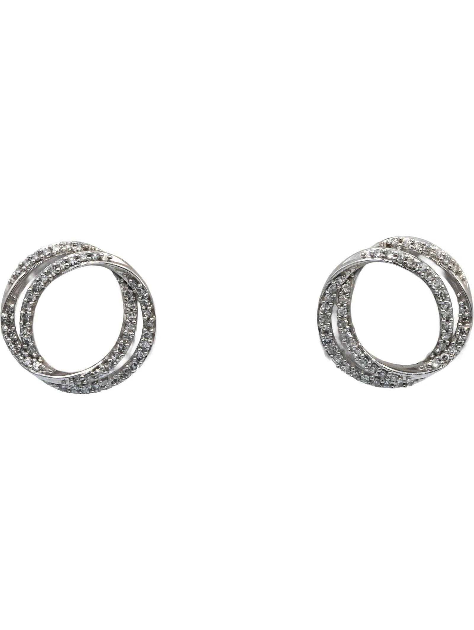 Vera Wang Love Round Diamond 10k White Gold Double Circle Stud Earrings 0.34ct